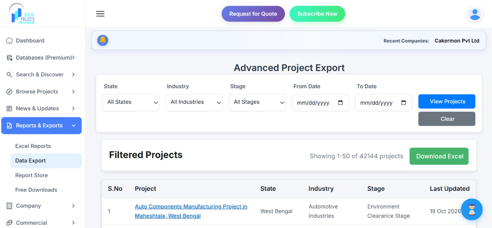 NPT export and alerts screen